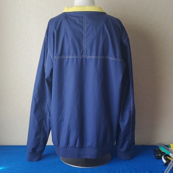 IZOD XXL Blue zip-up windbreaker with yellow neck - Picture 3 of 7